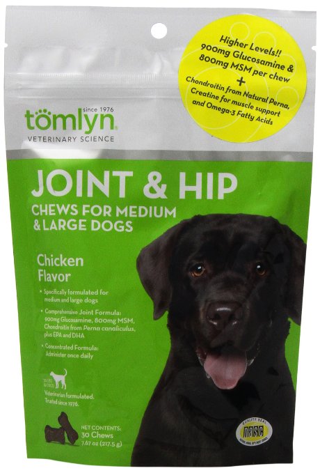 Tomlyn Joint and Hip Chews for Medium and Large Dogs, 30 ct