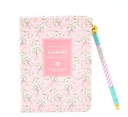 Daily Planner Calendar Schedule Organizer and Journal Notebook (Pink Cherry Blossom)
