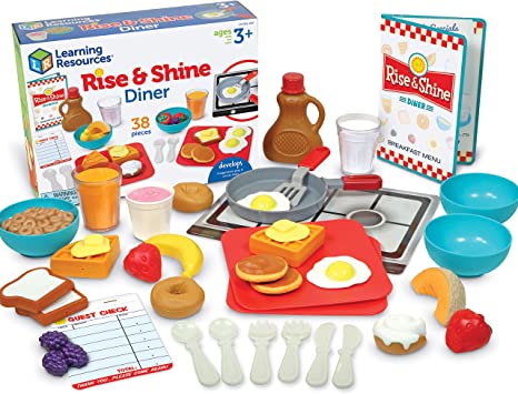 Learning Resources Rise & Shine Diner - 38 pieces, Ages 3  Pretend Play Toys, Play Food Toy, Kitchen Toys for Toddlers, Breakfast Toys, Gifts for Boys and Girls