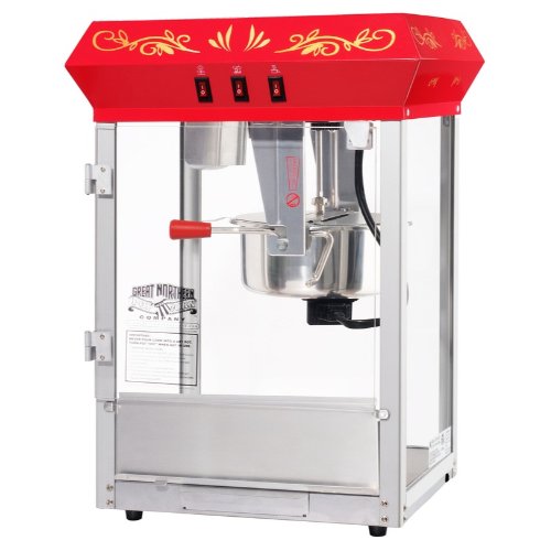 Great Northern Popcorn Company 6129 All Star GNP-850 Red Top Classic Style Top Popper Machine, 8 oz, Red