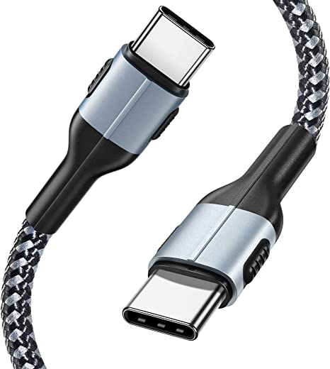Vakoo USB C Cable to USB C 60W 3.1A [6.6ft], Type C to Type C Cable Right Angle, Compatible with Samsung Galaxy S22 Ultra/Galaxy S22/S10/Galaxy A13/A12, MacBook Air/Pro 13'', Switch, Pixel, LG & More