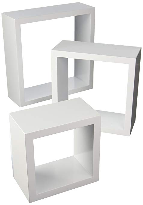 Organize It All Wall Mounted Floating Cube Shelves (Set of 3) -White