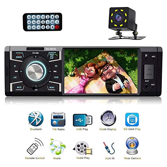 Car Stereo with Bluetooth Single Din Radio for Car MP5 Player USB/SD/AUX/FM Receiver Wireless Remote Control