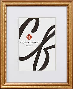 Craig Frames 314GD, 14x18 Picture Frame Matted for a 12x16 Photo, Ornate Gold