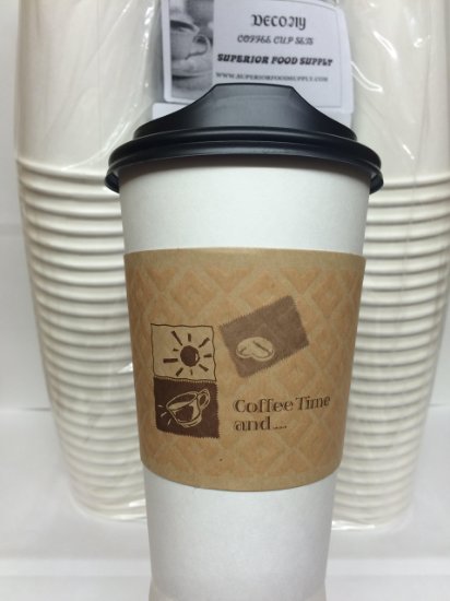 16 Oz. White Hot paper Coffee Cup With Lid And Sleeve-Decony coffe set- 50 sets.