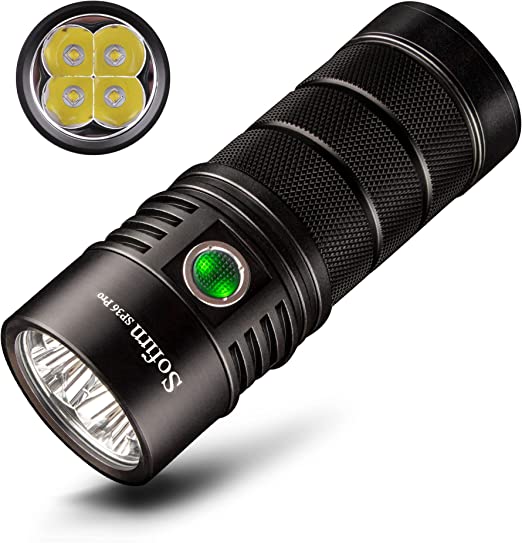 Flashlight High Lumens, 8000 Lumens Super Bright Sofirn SP36 Pro Powerful Light USB C Rechargeable with 4X SST40 LED 5000K, Anduril 2.0 Programmable UI and Charging Cable