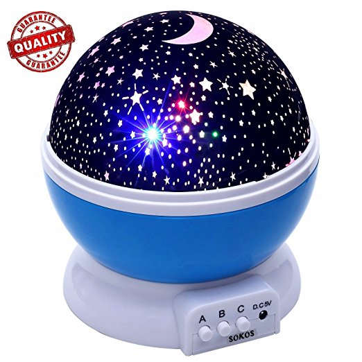 Constellation night light, Romantic Room Rotating Star Projector Lamp - 4 Bright Colours with 360 Degree Moon Star Projection and Rotation - Moon Sky Night Projector, Baby nursery light