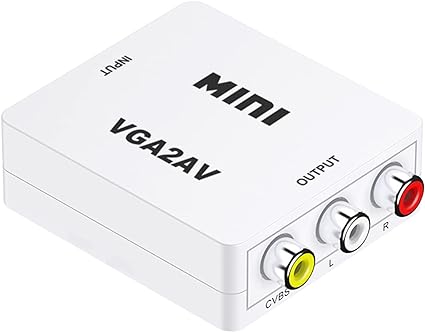 10Gtek VGA to RCA, VGA to AV Converter with USB Power Cable and 3.5mm Audio Cable, Support Computer, TV, Set-Top Box, Projector