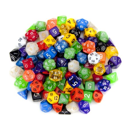 Wiz Dice Random Polyhedral Dice in Multiple Colors (100   Pack) Bundle with Wiz Dice Pouch