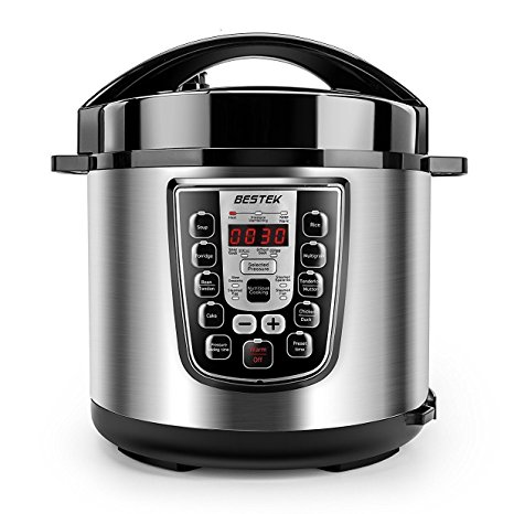 BESTEK Electric Pressure Cooker, 6.3 Quart 11-in-1 Programmable Multi-Use Stainless Steel