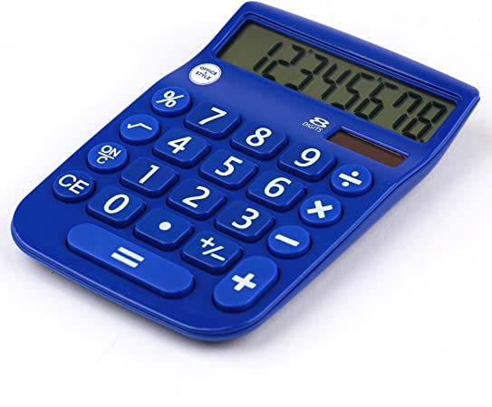 8 Digit Dual Powered Desktop Calculator, LCD Display, Blue- by Office   Style