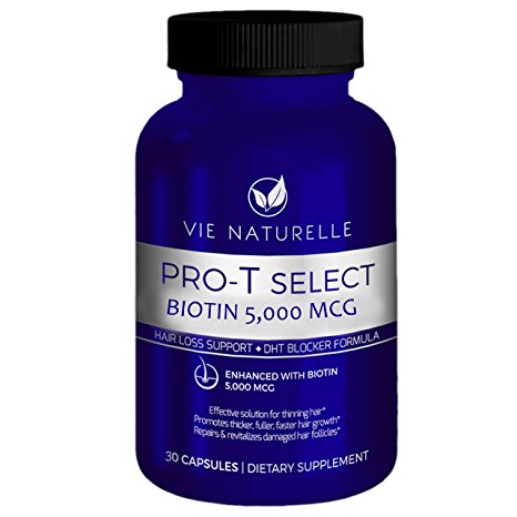 Vie Naturelle Biotin For Hair Growth 5,000 MCG - Super Potency Hair Loss Vitamins (30 Day Supply)