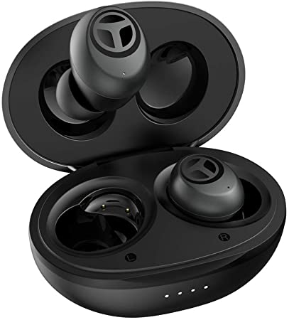 TRANYA T10 Bluetooth 5.0 Wireless Earbuds with Wireless Charging Case IPX7 Waterproof TWS Stereo Headphones in Ear 12mm Driver Built-in Mic aptX Headset Premium Sound with Deep Bass for Sport Black