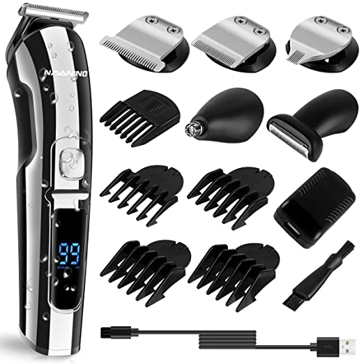 NAVANINO Hair clippers Beard trimmer hair trimmer for men nose trimmer precision trimmer Body hair trimmer Grooming kit 5 in 1 for Nose Ear Facial Hair, Corded and cordless operation, waterproof