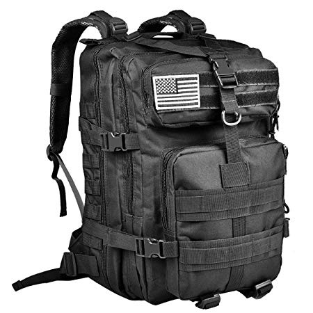 CVLIFE Military Tactical Molle Backpacks 3 Day Assault Pack Bug Out Bag Army Rucksacks for Outdoor Hiking Camping Fishing Hunting with Tactical Flag Patch