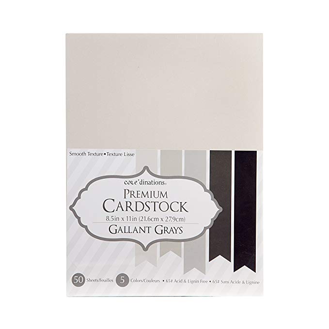 Darice 503340 Gallant Grays Core'dinations Value Pack Cardstock (50 Pack), 8.5 by 11"