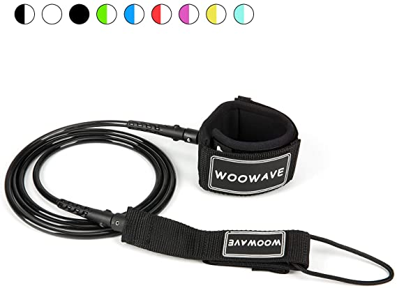 WOOWAVE Surfboard Leash Premium Surf Leash SUP Leg Rope Straight 6/7/8/9 feet for All Types of Surfboards