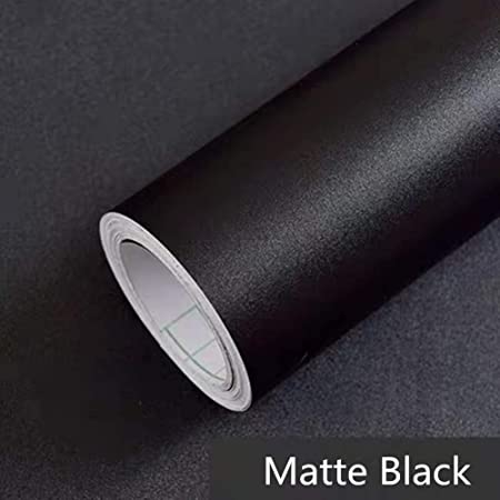 Yancorp Matte Black Wallpaper Plain Contact Paper Vinyl Film Self-Adhesive Shelf Liner Drawer Peel-Stick Countertop Removable (16"x394", Black)