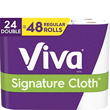 Viva Signature Cloth Choose-A-Sheet Paper Towels, Soft & Strong Kitchen Paper Towels, White, 2 Packs of 12 Double Rolls (24 Double Rolls Total = 48 Regular Rolls)