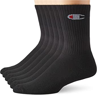 Champion mens Double Dry Moisture Wicking Champion Logo 6 Or 12 Pack Crew Socks