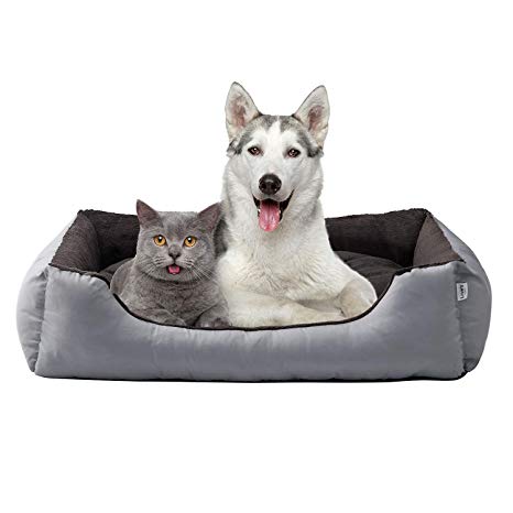 Love's cabin Large Dog Bed with Removable Washable Cover, XL/XXL/XXXL Cuddler Pet Bed for Small Medium Large Dogs & Cats Grey/Green, Padded Cushion Water-Resistant Bottom, Soft & Durable Pet Supplies