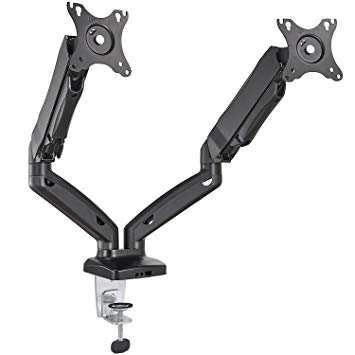 Dual Monitor Stand Mount - Cubiker Height Adjustable Gas Spring Monitor Desk Mount Full Motion Swivel Fits 2 Computer Screens 13" to 27" up to 14.3 lbs