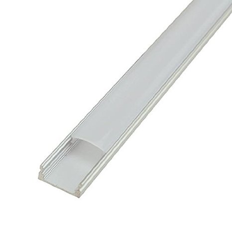 LEDwholesalers Aluminum Channel System with Cover, End Caps, and Mounting Clips, for LED Strip Installations, U-Shape, Pack of 5x 1m Segments, 1902