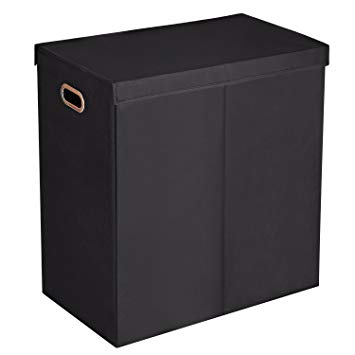 MaidMAX Double Laundry Hamper with 2 Removable Liners, Magnetic Lid and Dual Handles, Black