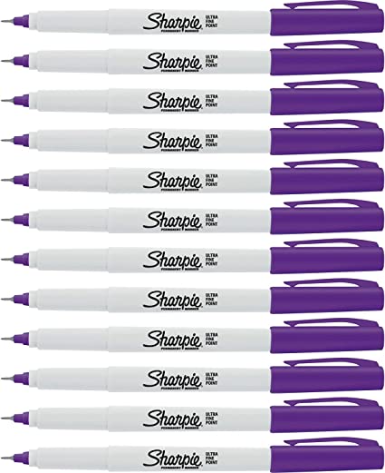 Sharpie 37118Bx Permanent Markers, Sharpie, Ultra-Fine, 12/Bx, Purple