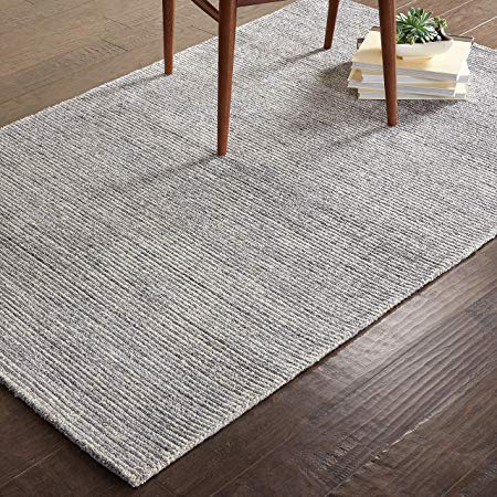 Rivet Contemporary Striated Jute Area Rug, 7' 5" x 5' 3", Silver Birch