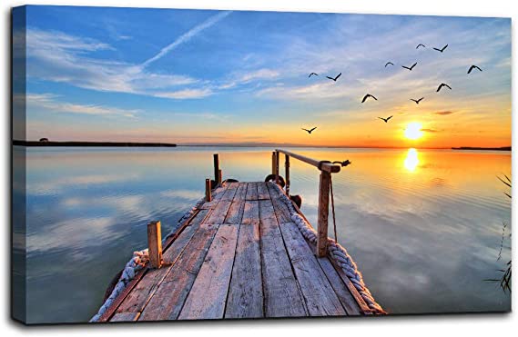 AMEMNY Modern Seaview Seascape Giclee Canvas Prints Artwork Comtemporary Landscape Posters and Prints Pictures to Photo Canvas Paintings Wall Decor Decorations