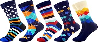 WeciBor Men's Dress Colorful Novelty Funny Casual Combed Cotton Crew Socks 5 Pack