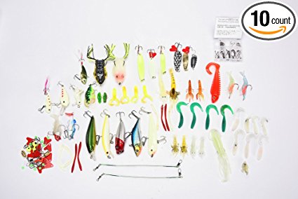 KMBEST Fishing Lures Mixed Lots including Hard Lure Minnow Popper Crankbaits VIB Topwater Diving Floating Lures Soft Plastics Worm Spoons Other Saltwater Freshwater Lures with Tackle Box