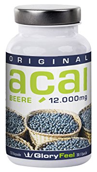 Acai Berry Capsules 12000 - High Concentrate Acai Powder (30:1 Extract) - 120 Vegan Capsules - Original Brasilian Acai-Berries - 100% Natural and Pure - Backed by Amazon Guarantee