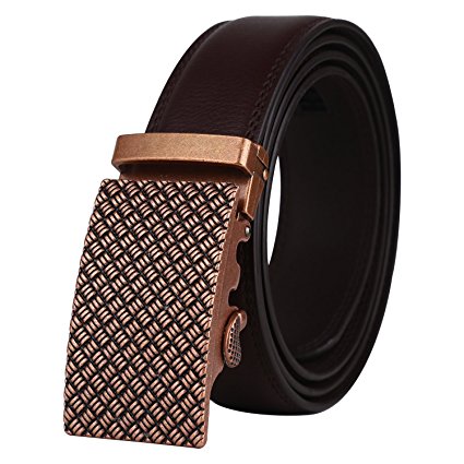 Dante Men's Leather Ratchet Dress Belt with Automatic Buckle