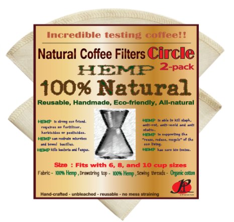 PampF2 packNatural Reusable Coffee Filters for Chemex Coffee Maker-FULL TASTE-NO HARMFUL CHEMICAL IN YOUR COFFEE ANYMORE-100 Natural-Circle Coffee Filters