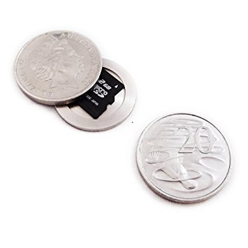 Micro SD Card Covert Spy Coin - Secret Compartment (Aussie 20 Cent)