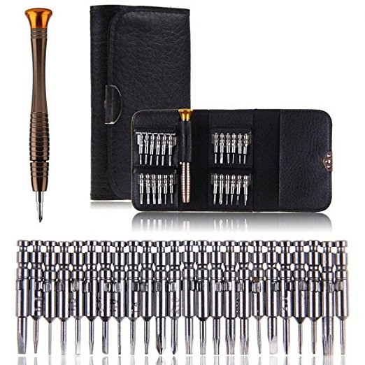 25 in 1 Screwdriver Set, COSVE Mini Precision Screwdriver Tool Set for PC, Glasses, Mobile Phone, Laptop, Watch, RC Quadcopter Drone in Leather Case