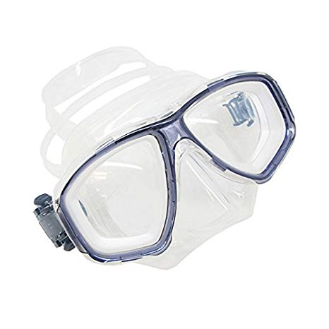 Scuba Choice Translucent Titanium Blue Dive Mask Nearsighted Prescription RX Optical Corrective Lenses