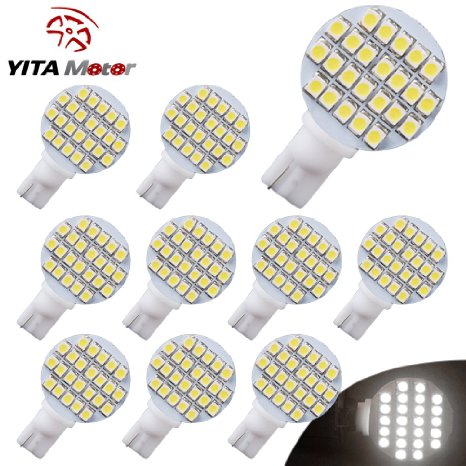 YITAMOTOR 10 X T10 24-SMD Side Wedge Car RV Landscaping White LED Light W5W 921 194 2825 168