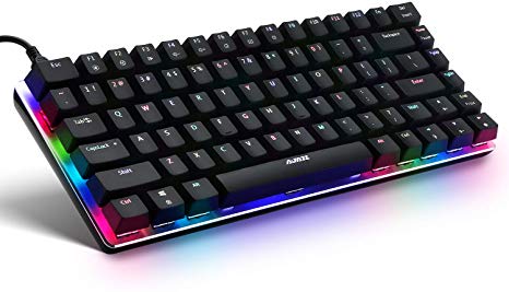 Rosonway Mechanical Gaming Keyboard RGB LED Backlit Small Compact 82 Keys Aluminum Alloy Wired Keyboard with Detachable USB Cable, Blue Switches