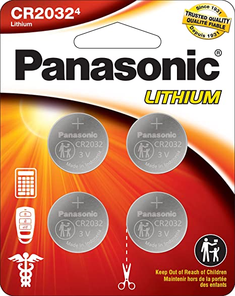 Panasonic CR2032 3.0 Volt Long Lasting Lithium Coin Cell Batteries in Child Resistant, Standards Based Packaging, 4-Battery Pack