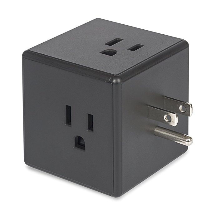 JSVER Portable 3 Wall Outlet Power Strip with 3 USB Charging Station without Cord, Black