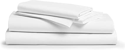 500 Thread Count 100% Cotton Sheet White King Sheets Set, 4-Piece Long-Staple Combed Pure Cotton Best Sheets for Bed, Breathable, Soft & Silky Sateen Weave Fits Mattress Upto 18'' Deep Pocket