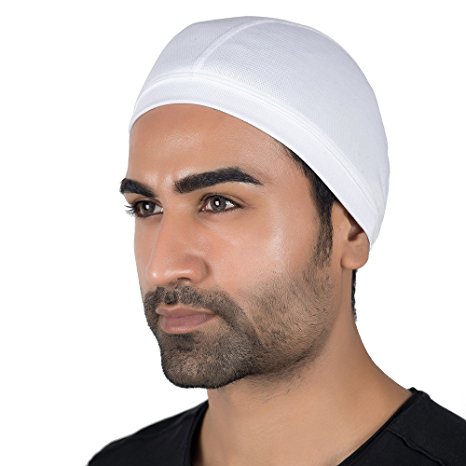 Le Gear Premium Dri-Fit Helmet Skull Cap (White, Free Size)
