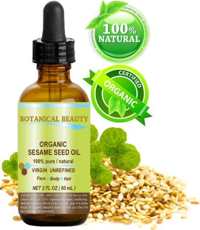 ORGANIC SESAME OIL 100 Pure  Undiluted  Cold Pressed 2oz -60 ml For Face Hair and Body