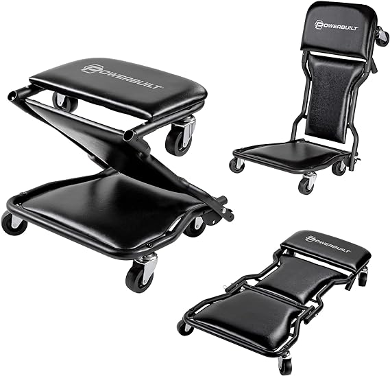 Powerbuilt 620469 42" Triplex 3-in-1 Floor Creeper Seat Stool