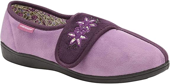 Dunlop Ladies Womens Slippers Slip On Hook & Loop Fastening Memory Foam Size 3-8