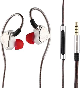 Linsoul 7Hz Salnotes Zero HiFi 10mm Dynamic Driver in-Ear Earphone IEM with Metal Composite Diaphragm Stainless Steel Faceplate Detachable 2Pin OFC Cable (White, with Mic, 3.5mm)