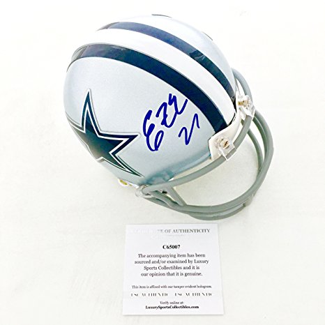 Cowboys Ezekiel Elliott Signed Mini Helmet LSC Authentic COA